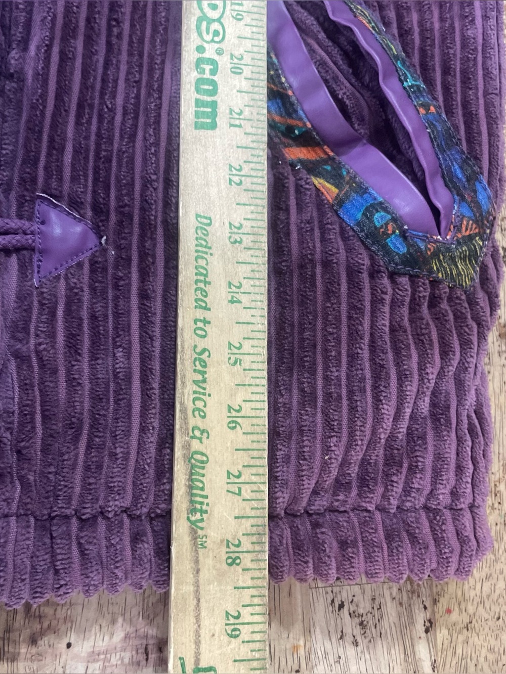 Vintage Major Damage Purple Corduroy Colorblock Jacket Medium M Hooded 1990 - Picture 7 of 9